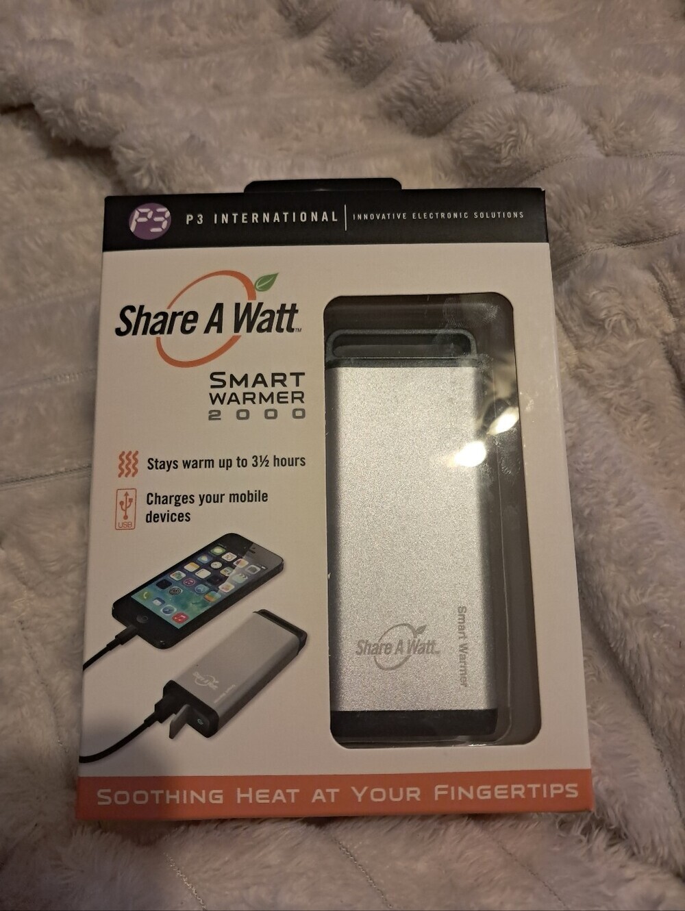 Smart Warmer 2000 Portable Hand Warmer & Mobile Charger - Silver